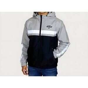 NEW LA KINGS boys' headliner full-zip windbreaker in blue/gray